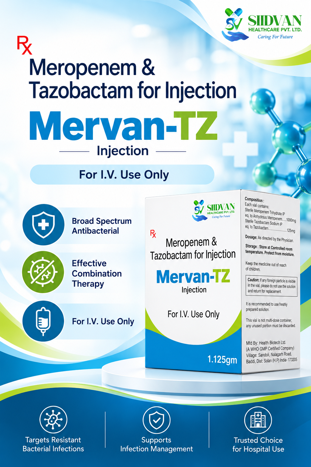 Mervan-TZ – Meropenem & Tazobactam for Injection by Siidvan Healthcare