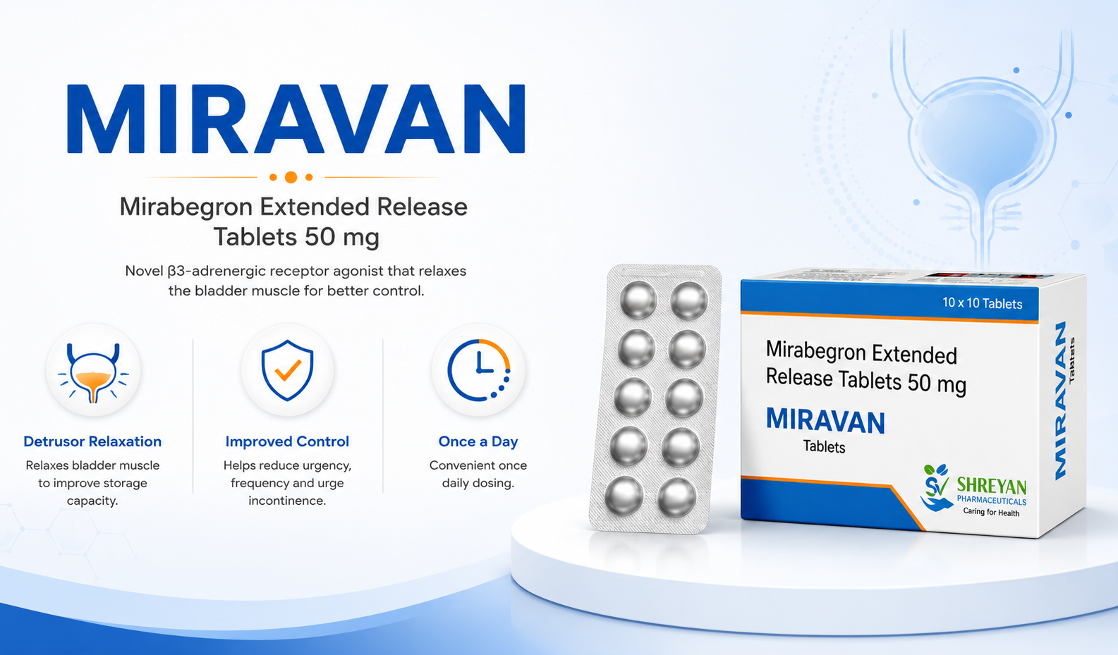 Miravan – Mirabegron Extended Release Tablets 50mg by Siidvan Healthcare